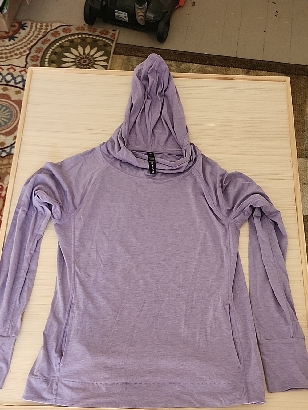 90 Degree By Reflex Light Lavender Hooded Long Sleeve Top